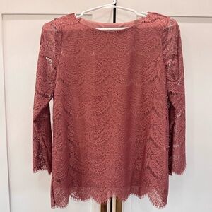 NWT ADRIANNA PAPELL - Women’s  Lace Top - SIZE S - MAUVE